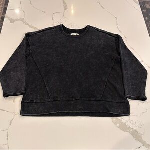 Seven7 Waffle Knit Crew Neck Top Women’s XL Black Long Sleeve Biker Grunge Goth